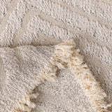 Ivory Cream Geometric Boho sofa throw, woven texture in close-up