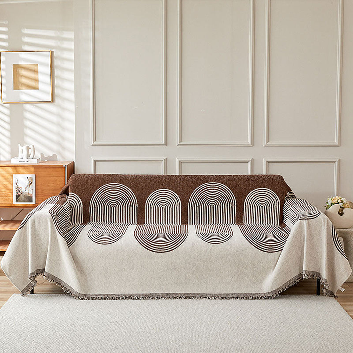 Sofa Throw – Geometric Circles – Espresso