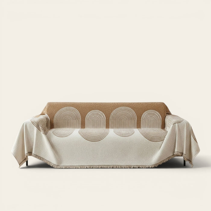 Sofa Throw – Geometric Circles – Ivory Cream
