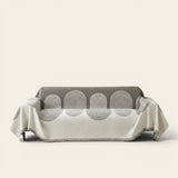 Sofa Throw – Geometric Circles – Pearl Grey