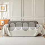 Sofa Throw – Geometric Circles – Pearl Grey