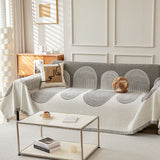 Sofa Throw – Geometric Circles – Pearl Grey