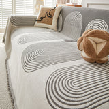 Sofa Throw – Geometric Circles – Pearl Grey