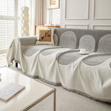Sofa Throw – Geometric Circles – Pearl Grey