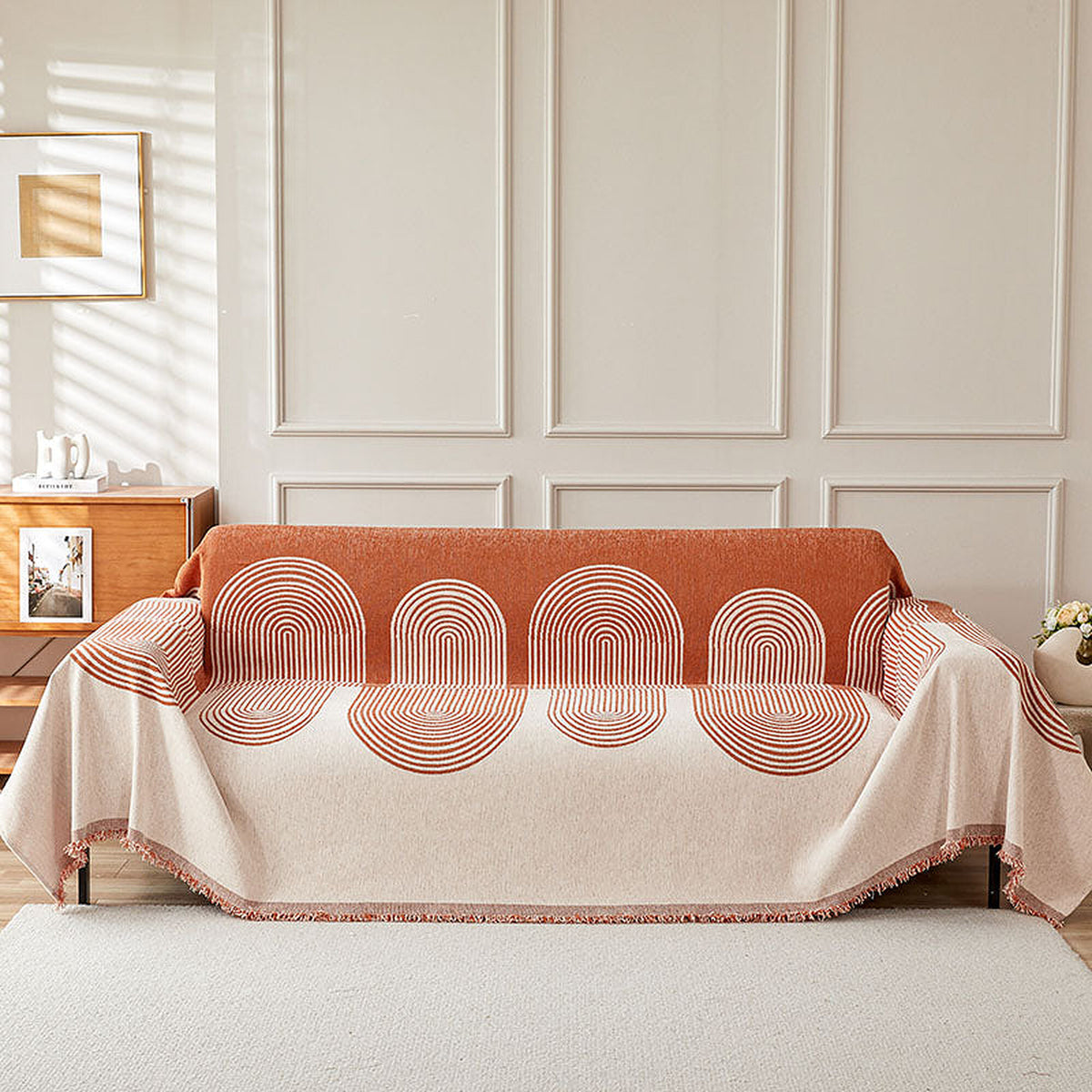 Sofa Throw – Geometric Circles – Terracotta