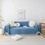 Sofa Throw – Fringed – Stormy Blue