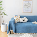 Sofa Throw – Fringed – Stormy Blue