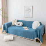 Sofa Throw – Fringed – Stormy Blue