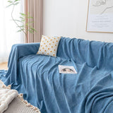 Sofa Throw – Fringed – Stormy Blue