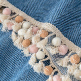 Sofa Throw – Fringed – Stormy Blue