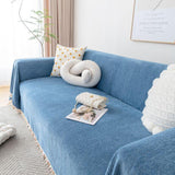Sofa Throw – Fringed – Stormy Blue