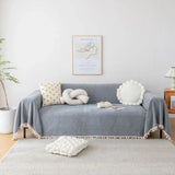 Sofa Throw – Fringed – Warm Stone