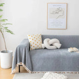 Sofa Throw – Fringed – Warm Stone