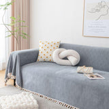 Sofa Throw – Fringed – Warm Stone