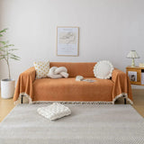 Sofa Throw – Fringed – Terracotta
