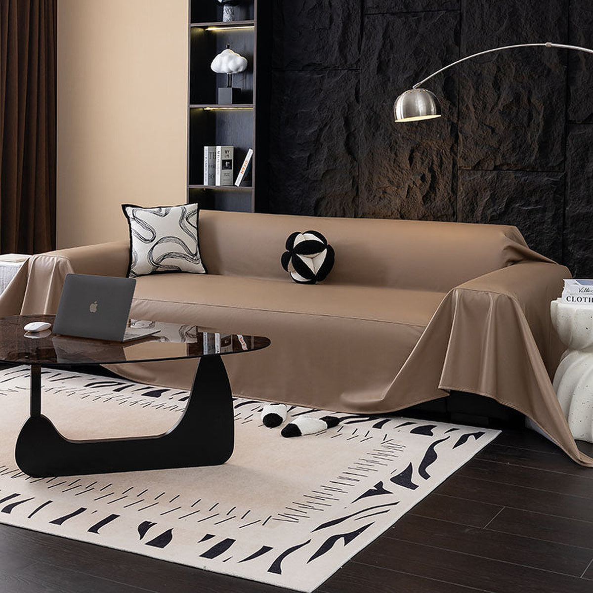 Sofa Throw – Leather Look – Caramel