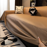 Sofa Throw – Leather Look – Caramel