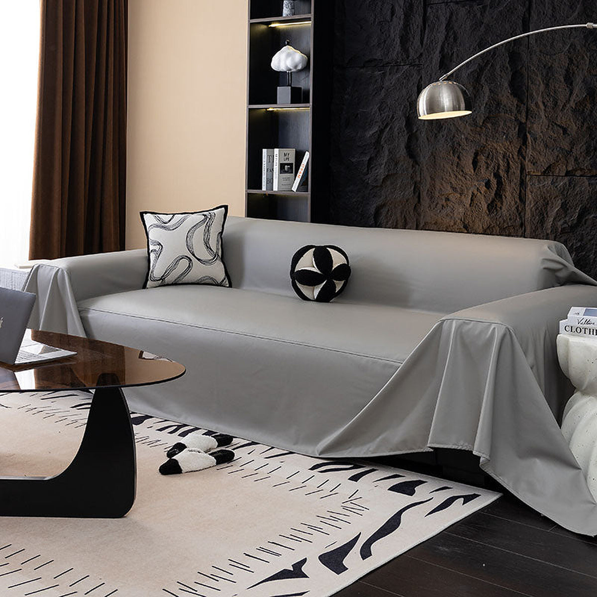 Sofa Throw – Leather Look – Charcoal