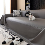 Sofa Throw – Leather Look – Pearl Grey