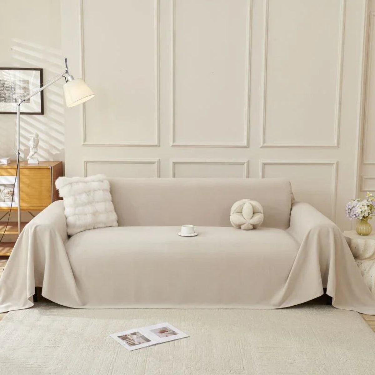 Sofa Throw – Linen Knit – Bouclé Sand