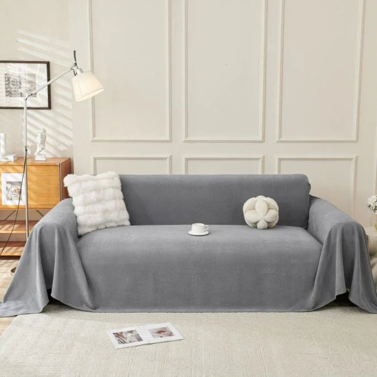 Sofa Throw – Linen Knit – Charcoal