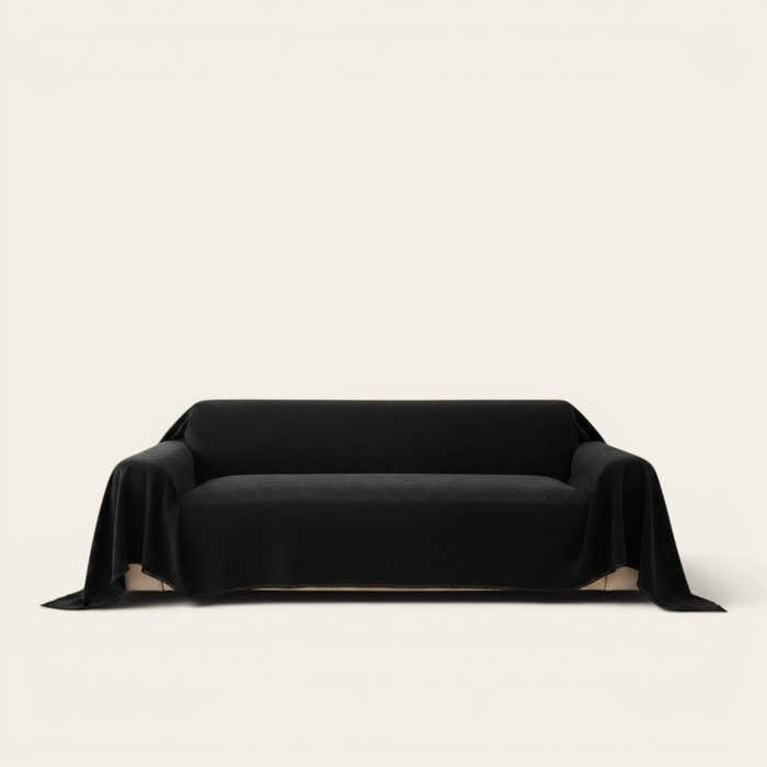 Sofa Throw – Linen Knit – Ink Black