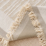 Khaki Linen Knit sofa throw styled with cushions on a low-back sofa, view 4