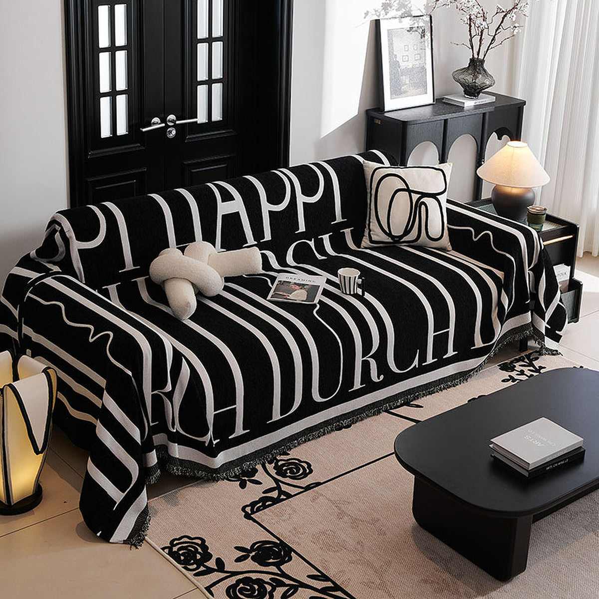 Sofa Throw – Logo Print – Ink Black