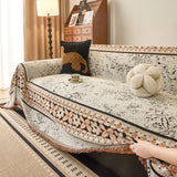 Ivory Cream Luxe Heritage sofa throw shown across the seat and backrest of a two-seater, view 2