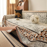 Ivory Cream Luxe Heritage sofa throw styled with cushions on a low-back sofa, view 2