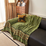 Olive Green Luxe Heritage sofa throw shown across the seat and backrest of a two-seater, view 3
