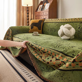 Olive Green Luxe Heritage sofa throw styled with cushions on a low-back sofa, view 3