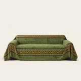 Olive Green Luxe Heritage sofa throw on a plain studio background, view 3