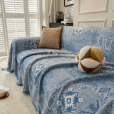 Sofa Throw – Tile Jacquard – Stormy Blue