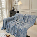 Sofa Throw – Tile Jacquard – Stormy Blue