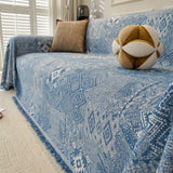 Sofa Throw – Tile Jacquard – Stormy Blue