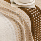 Auburn Brown Metro Stripe sofa throw styled with cushions on a low-back sofa