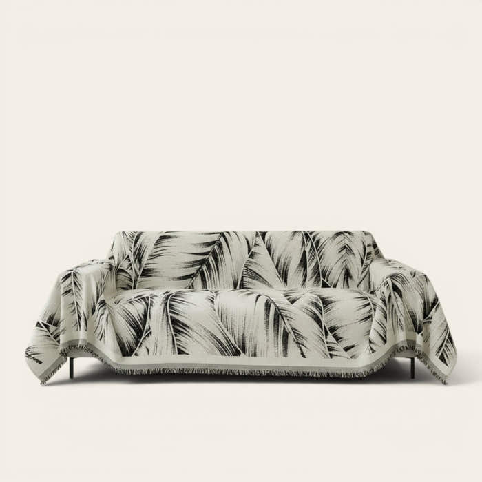 Sofa Throw – Palm Frond – Ink Black