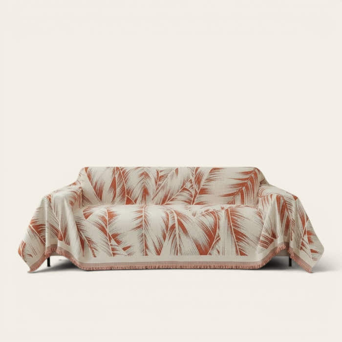 Sofa Throw – Palm Frond – Terracotta