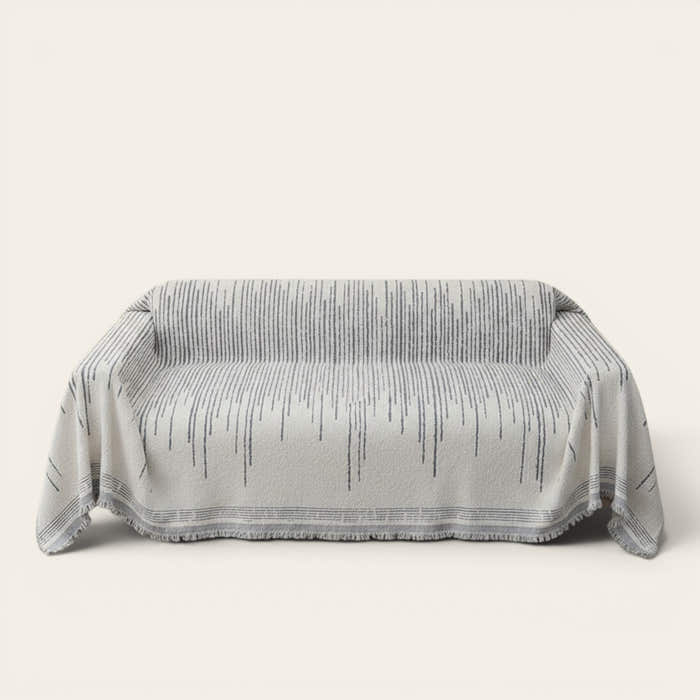 Sofa Throw – Pinstripe – Pearl Grey