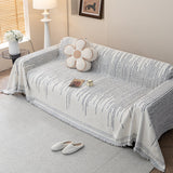 Sofa Throw – Pinstripe – Pearl Grey
