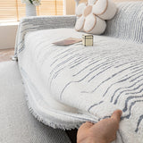 Sofa Throw – Pinstripe – Pearl Grey