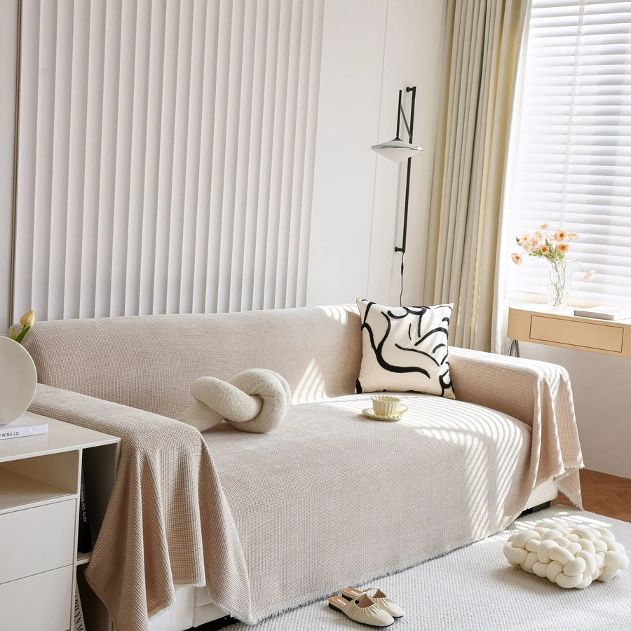 Sofa Throw – Plain Stretch – Bouclé Sand