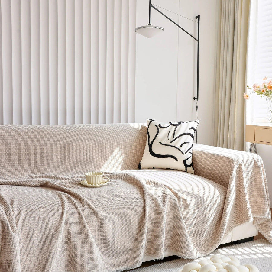 Sofa Throw – Plain Stretch – Bouclé Sand