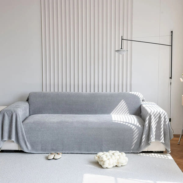 Sofa Throw – Plain Stretch – Pearl Grey