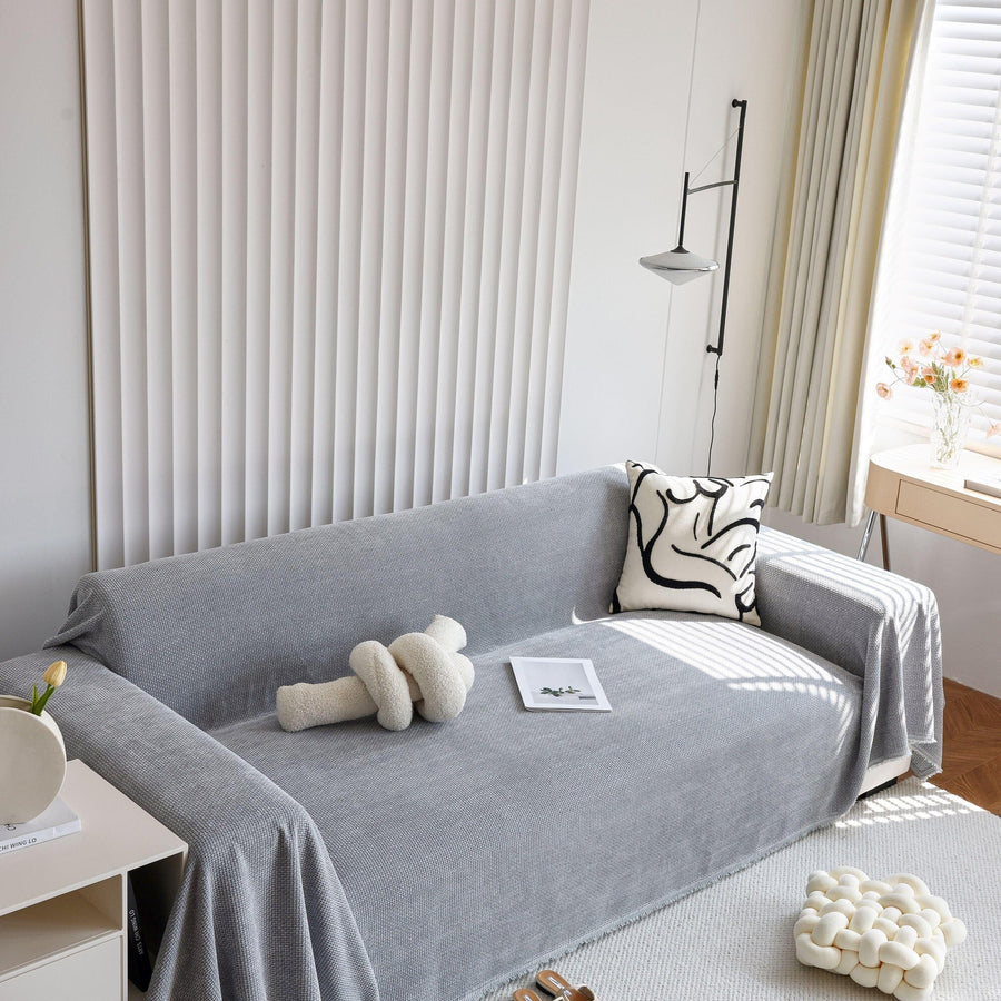 Sofa Throw – Plain Stretch – Pearl Grey