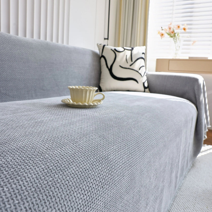 Sofa Throw – Plain Stretch – Pearl Grey
