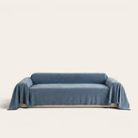 Sofa Throw – Plain Stretch – Stormy Blue