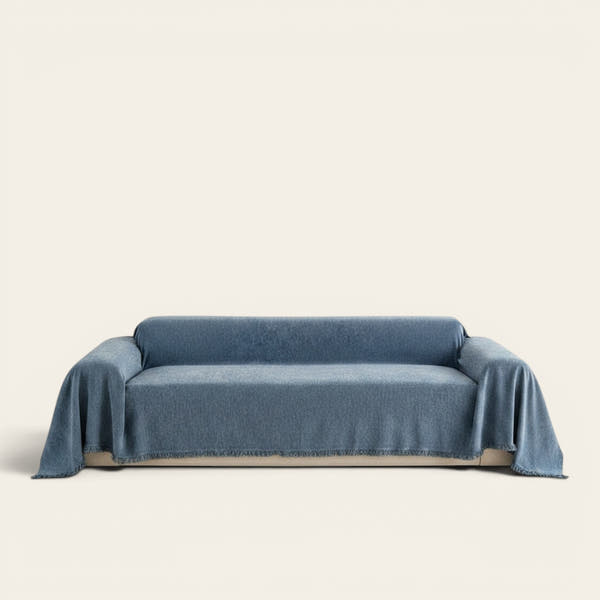 Sofa Throw – Plain Stretch – Stormy Blue