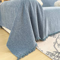 Sofa Throw – Plain Stretch – Stormy Blue